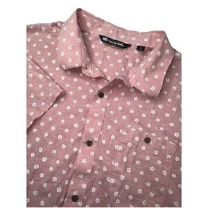 Travis Mathew Shirt Mens XL Plum Short Sleeve Wood Button Up Floral * Read